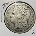 1881-CC Carson City Morgan $1 Silver Dollar, VG Clear Details, Uncirculated Cond