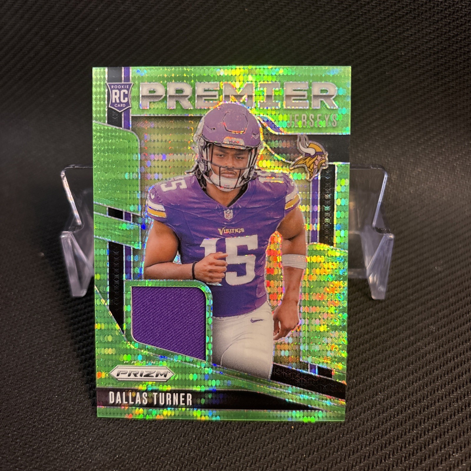 2024 Panini Prizm Premier Jerseys Dallas Turner #PJ-DTR Neon Green Pulsar MEM RC