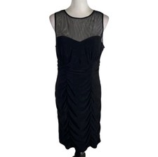 Eliza J. New York Missy Dress Womens Size 14 Black Ruched Sleeveless Back Zip