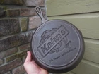 Vintage 10.25 Lodge Cast iron skillet Advertising Kahn's No sugar added bacon