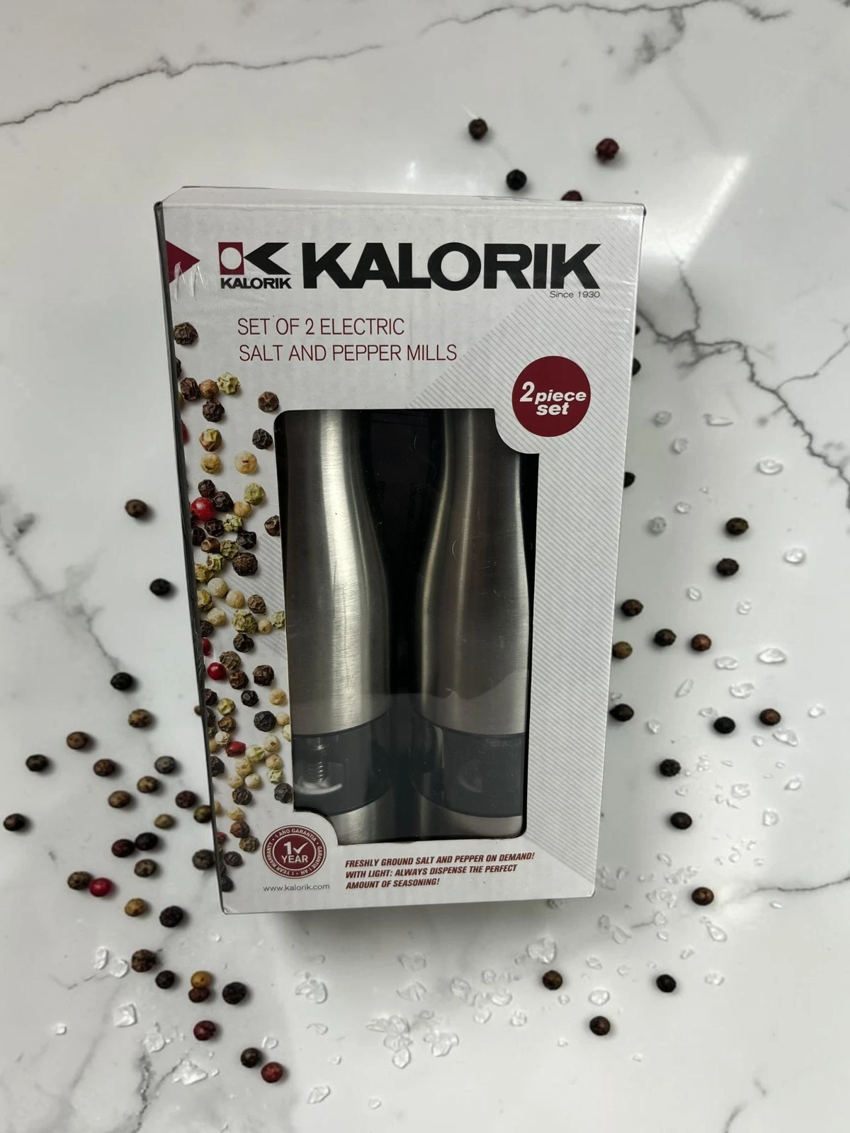 Kalorik Stainless Steel Electric Salt and Pepper Grinders 2 Pcs (PPG-26914)