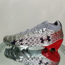Under Armour UA Spotlight Pro Football Cleats "Silver Red" 3028201-099 Men's 10