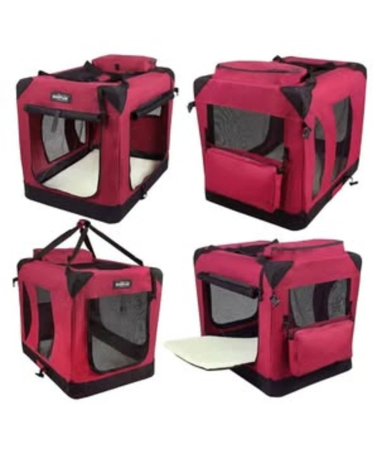 EliteField Soft Dog Crate 3-Door Folding Carrying Bag 36"X24"X28" Fleece Bed - Image 3 of 4