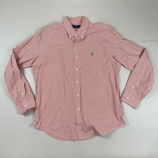 Polo Ralph Lauren Shirt Men s XL TG Orange Striped Button Down Long Sleeve