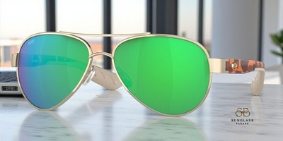 COSTA DEL MAR 6S4006 11 Loreto Rose Gold Green Mirror 56mm Women Sunglasses 580P