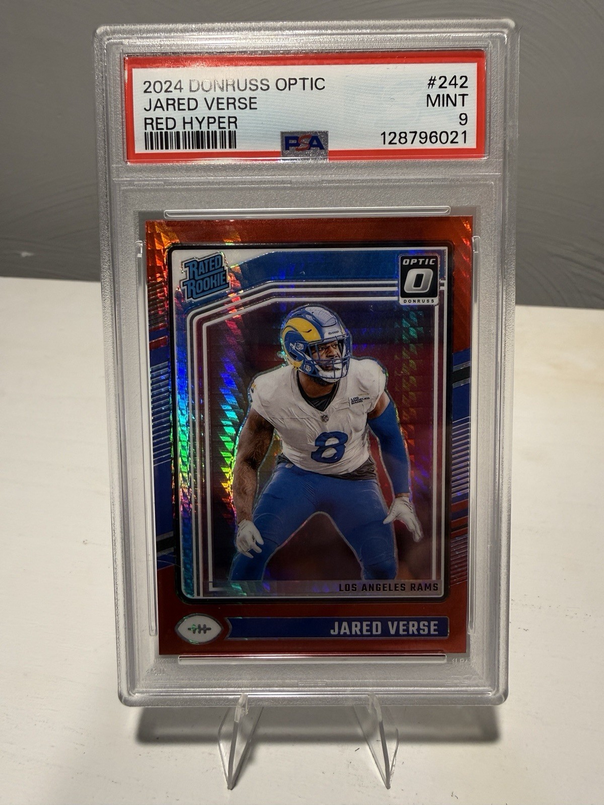 🔥 2024 Donruss Optic Rams Jared Verse Red Hyper Rated Rookie #242 PSA 9 MINT