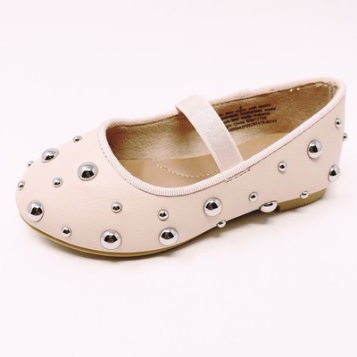 Cat & Jack Heather Ballet Flats Toddler Girls 6 Pink Studs SlipOn Dance Princess