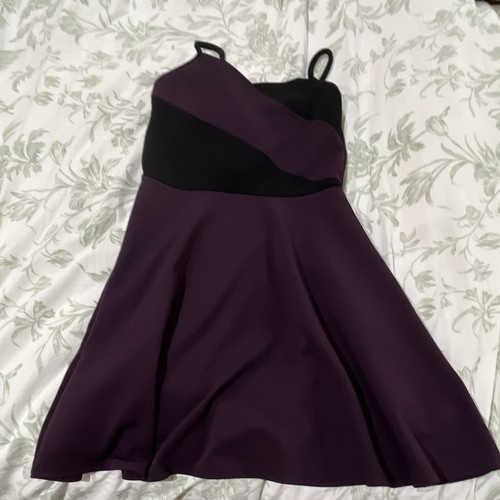 Aqua Women’s XL Purple & Black Solid Strappy Mini Dress Sleeveless Short