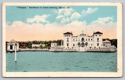 1921 Vizcaya Miami FL James Deering Estate Waterfront Mansion Postcard