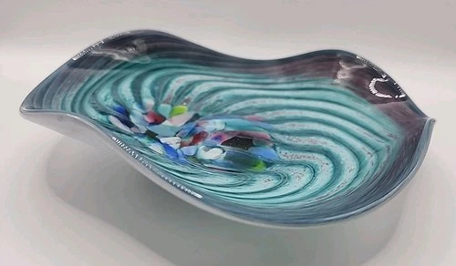 Blenko Adventurine Cartoccio Multi Colored Murrine Tuti Fruti Glass Dish MCM