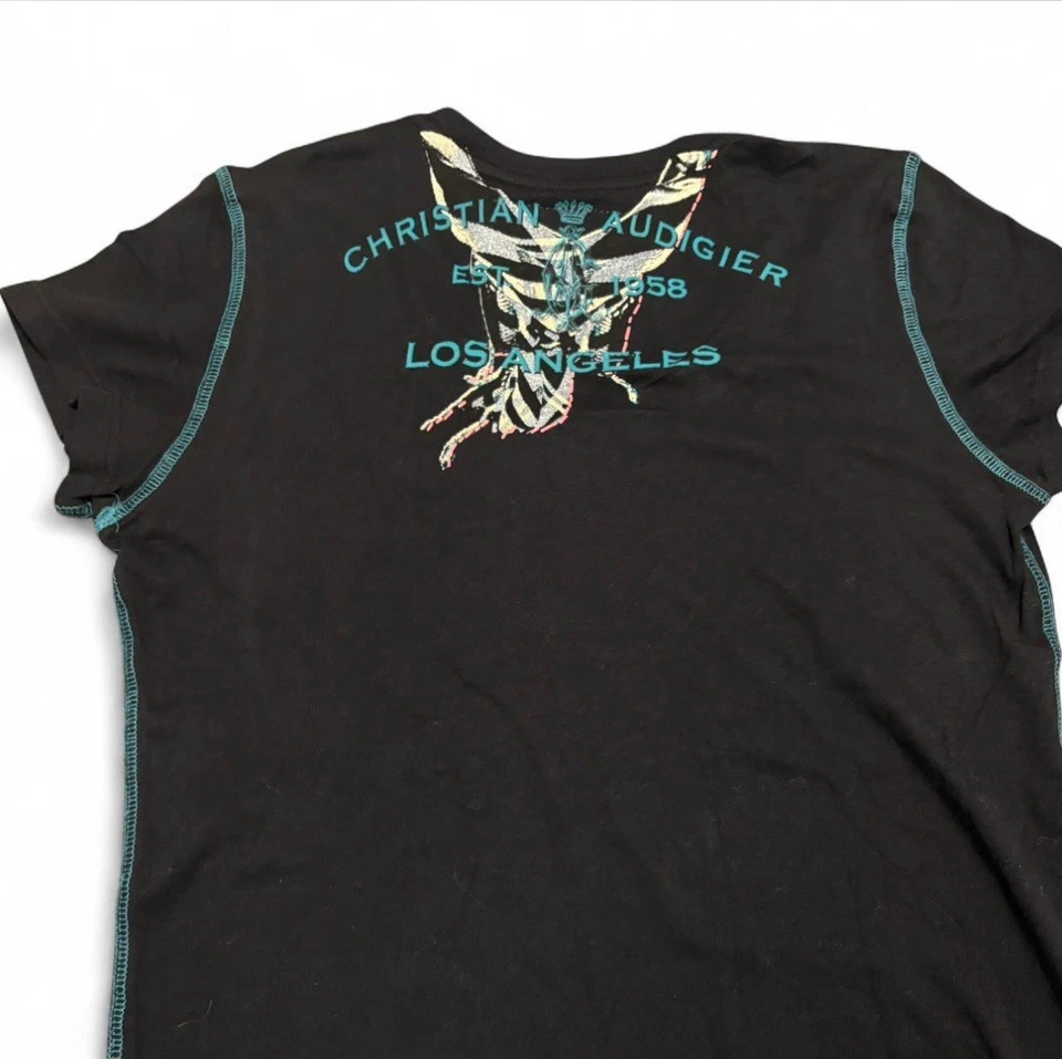Camiseta Bling De Colección Christian Audigier Gráfico Top L Y2K Ed Hardy Streetwear Foto 3 de 4