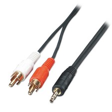A121B 3.5mm Stereo Jack to Twin RCA Phono Cable - Flexible 4ft Lead