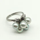 Vintage Caribe Sterling Silver 950 Genuine Pearl Ring Sz 7