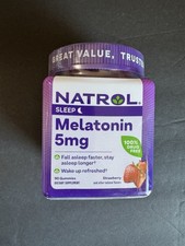 Natrol Melatonin 5mg 90 Gummies Strawberry Sleep Aid Exp 02/2026 New