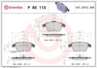 Brembo P 85 113 Bremsbelagsatz, Scheibenbremse For Audi Audi (Faw)