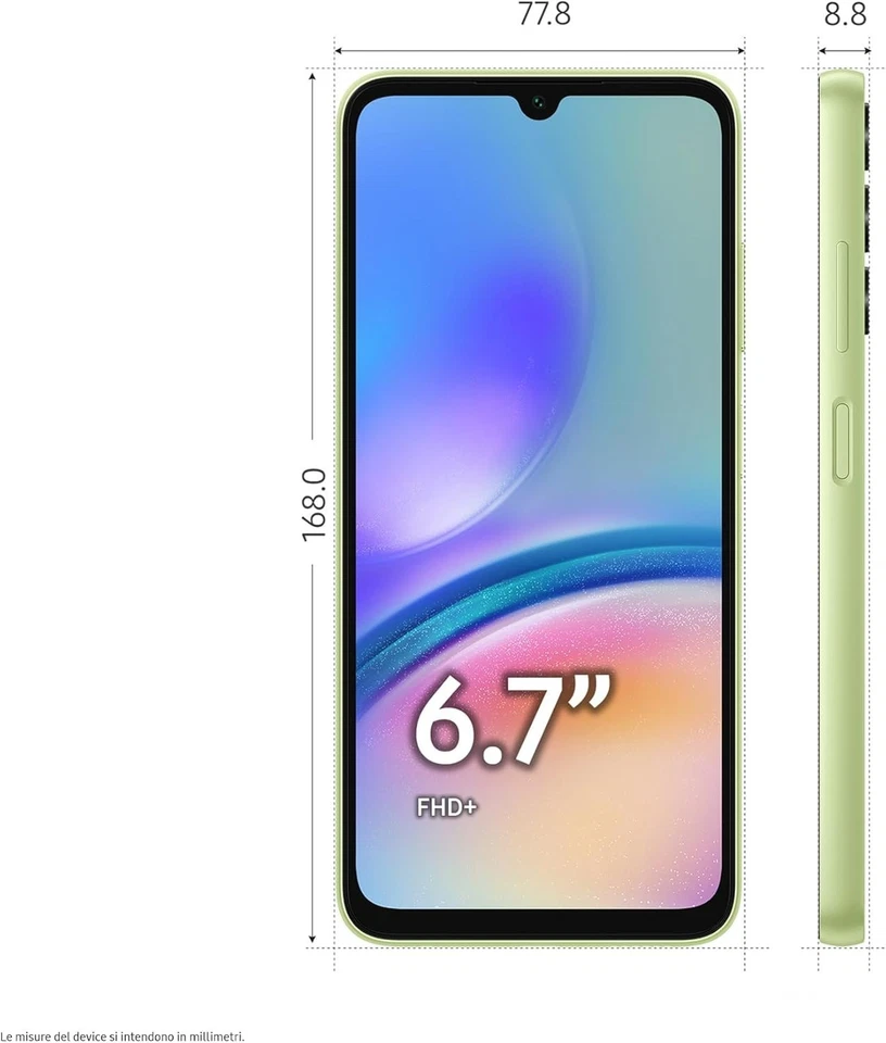 Cellulare Telefono Smartphone Samsung Galaxy A05s 4G 6,7” 4+128GB SM-A057 Verde - Immagine 2 di 4