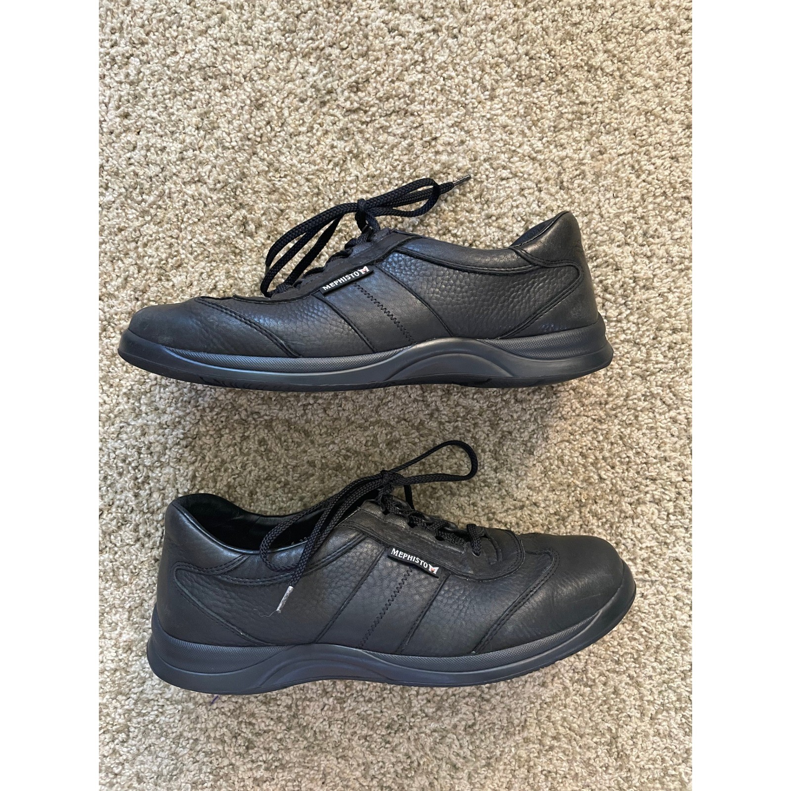Mephisto Runoff Air-Jet Black Leather Walking Shoes Mens 10 Quiet Luxury Comfort