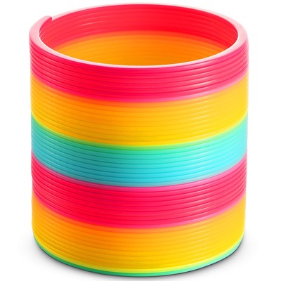Jumbo Rainbow Spring Coil Toy - 6'' Plastic Giant Spring Coil for Kids, Big Sp...