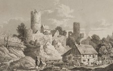 APPLETON (19.Jhd) nach RICHTER (*1803), Blick auf Burgruine Kohren, um 1850, Sst