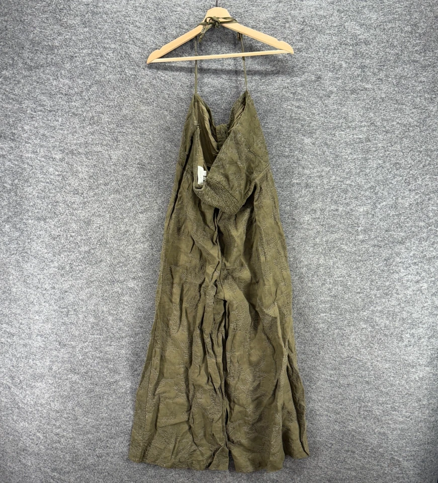 Elevenses Jumpsuit Women 14 Gray Sleeveless Halter Neck Linen Wide Leg Zipper - Image 2 of 4