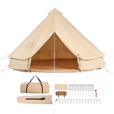 Canvas Bell Tent 7 m/22.97ft 4-Season Camping Yurt Tent with Stove Jack