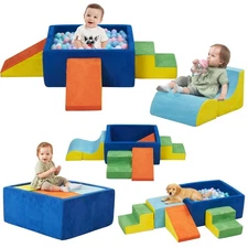 6 Pieces Foam Climbing Blocks with Ball Pit,Kids Soft Play Climbing for Toddl...