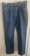 Carhartt B460 Jeans Mens 36x34 Blue Denim Relaxed Fit Straight Workwear Stain