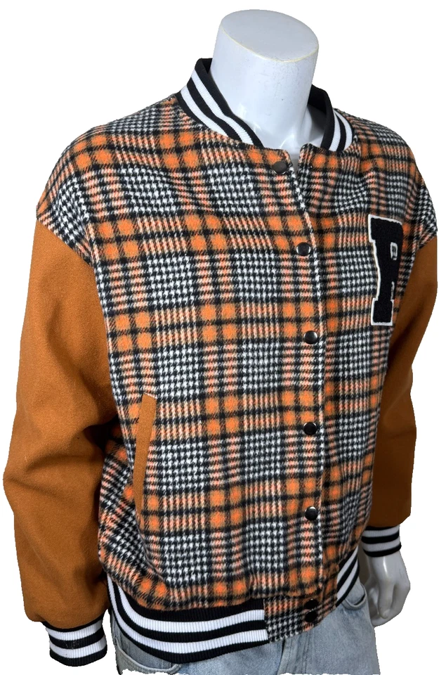 Chaqueta de fútbol suéter con letras de otoño para mujer, talla grande, abrigo único en su tipo Foto 3 de 4