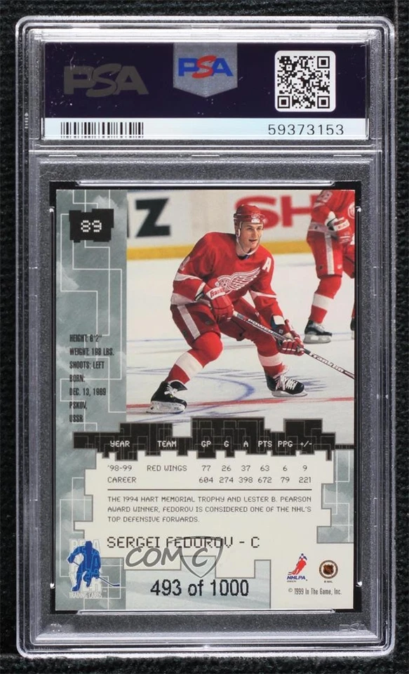 1999 ITG Be A Player Millennium Signature Series Ruby Sergei Fedorov PSA 9 MINT - Image 2 of 2
