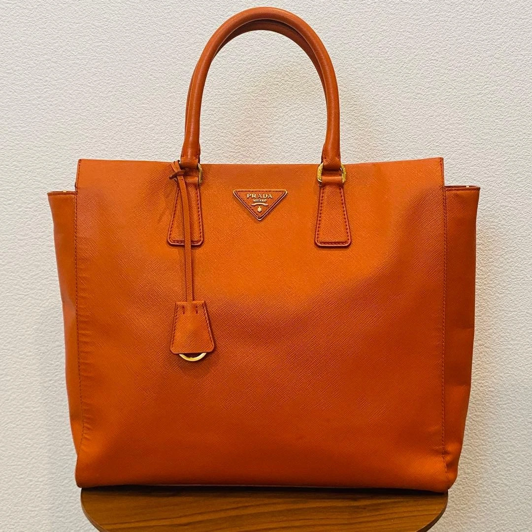 PRADA Leather Exterior Orange Bags & Handbags for Women for sale