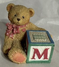 Vintage 1995 Priscilla Hillman  Cherished Teddies  Bear With Alphabet Block  M  