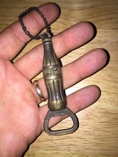 Coca Cola Bottle Opener Patina COKE Man Cave Keychain USA Brass Collector Decor