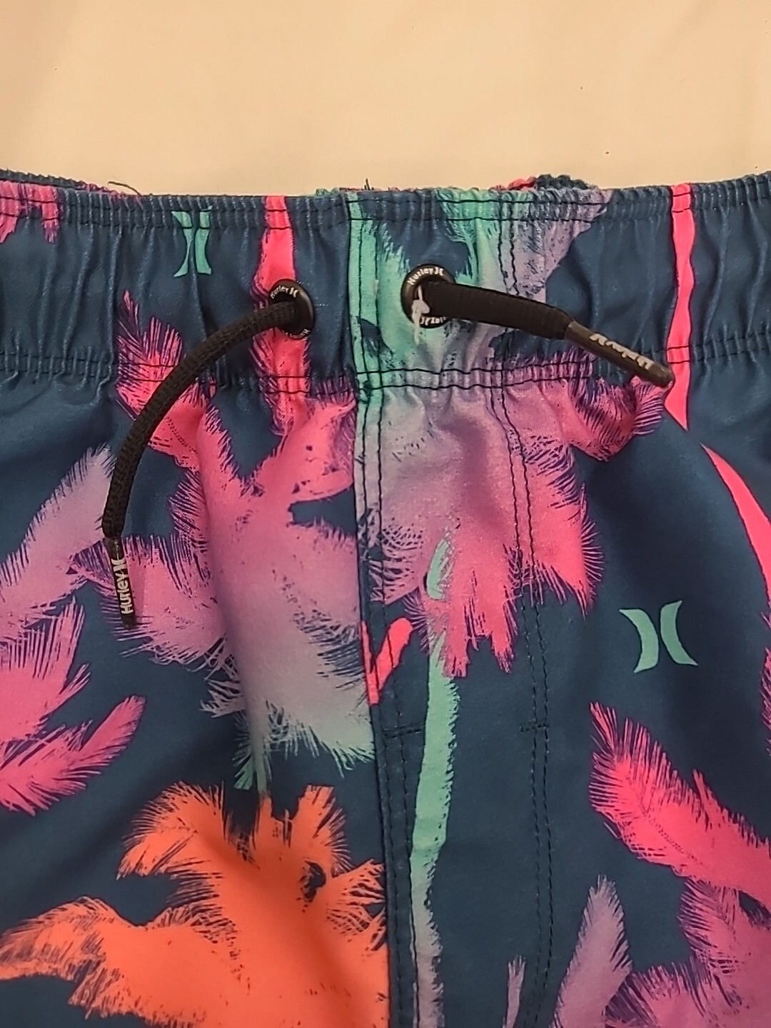 Hurley Kids Boys Size L Board Shorts Swim Trunks Purple With Neon