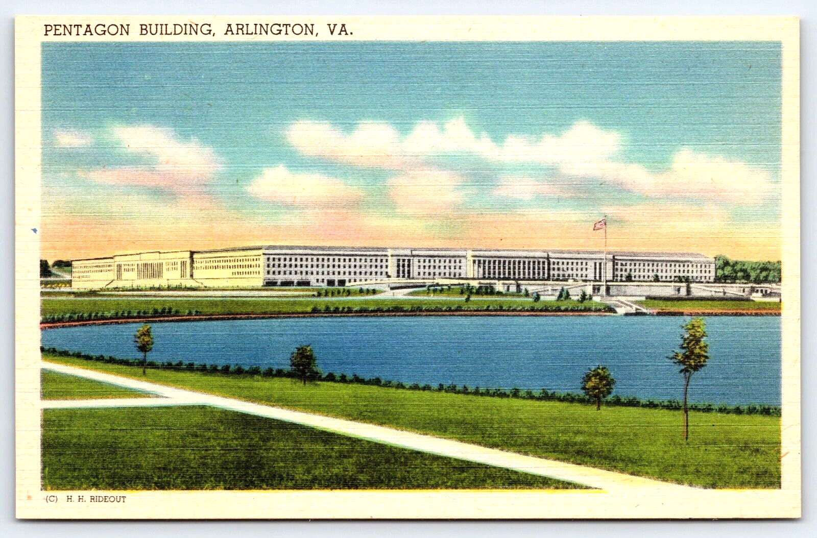 VINTAGE OLD ANTIQUE POSTCARD PENTAGON OFFICE BUILDING ARLINGTON VIRGINIA USA