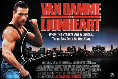 Póster autografiado por Jean Claude Van Damme Lionheart 16x24 prueba ASI - Imagen 1 de 2