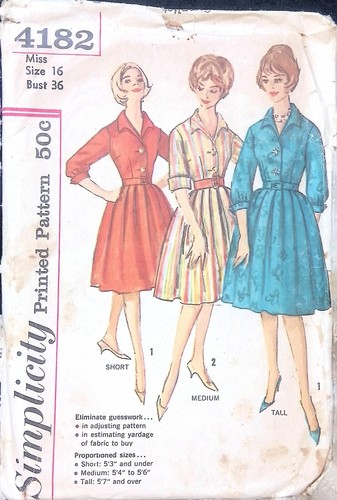 Simplicity Schnittmuster 4182 Damen Kleid Größe 16 Kragen Knopfleiste Schnitt - Bild 2 von 5