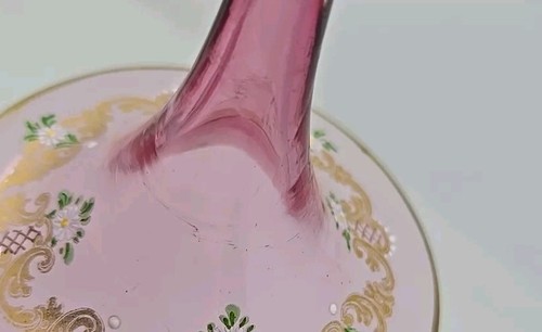 Venetian Enameled Figural Landscape Scene Pink Champagne / Sherbert Glass 6" #4 - Picture 16 of 16