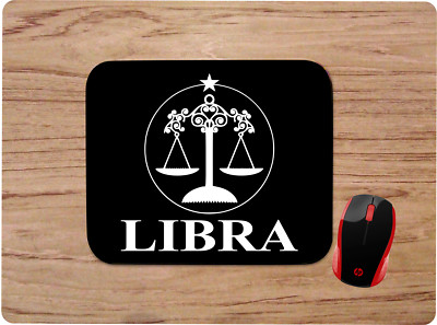 ZODIAC SYMBOL LIBRA BLACK & WHITE CUSTOM MOUSE PAD DESK MAT LOGO BIRTHDAY GIFT