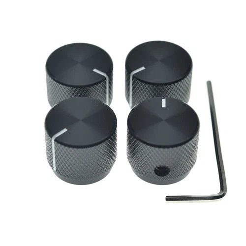 4-Pack Set Screw Metal Guitar/Bass Knobs Universal Pot Knobs w/ Indicator