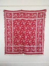 Vintage red Piano Scarf brocade type Shawl Floral fringes shawl item 263