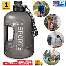 CVLIFE 1 Gallon/128oz Wide Mouth Water Bottle Big Sports Water Jug for Gym Black
