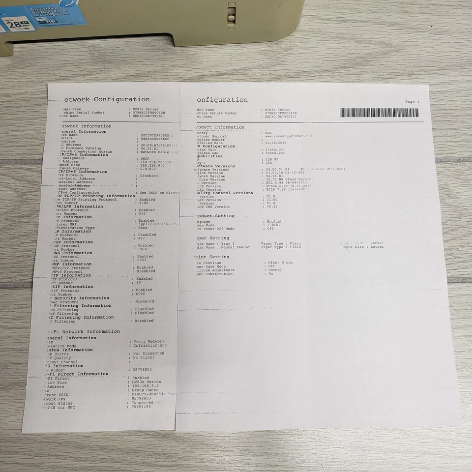 Impresora monocromática Samsung Xpress M2830DW WiFi Bluetooth para piezas o reparación Foto 2 de 4