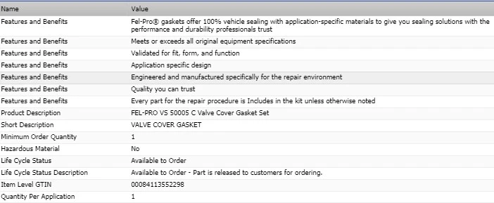 Juego de juntas de cubierta de válvula FEL-PRO para 1955 GMC F350 V8-4,7 L Foto 2 de 4