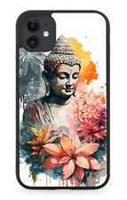 Watercolour Buddha Temple Rubber Phone Case Floral Flowers Tropical Jungle DC03