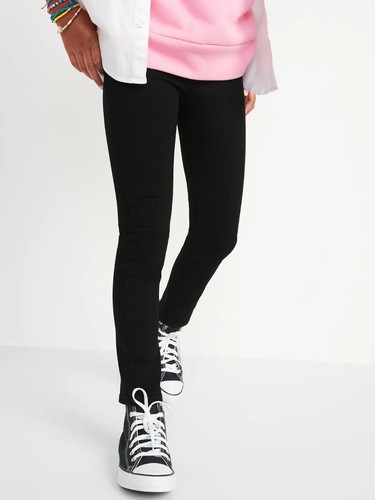 NWT Old Navy Girls Jegginngs Jeans Pants black denim Skinny adj waist pick size - Picture 2 of 2