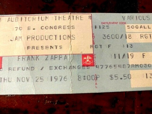 FRANK ZAPPA: ORIGINAL 1976 +1984 TICKET STUBS FROM CHICAGO CONCERTS !! - Picture 3 of 4