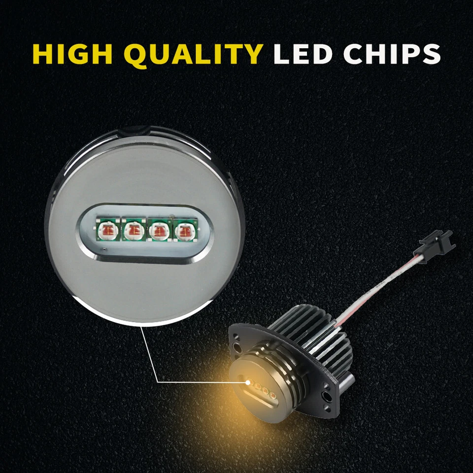 LED ojo de ángel halo anillo marcador luz amarillo brillante para BMW E90 E91 328i 335i X5 Foto 4 de 4