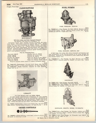 1949 PAPER AD Downdraft Updraft Carburetor Pontiac Hudson Ford Model A AA