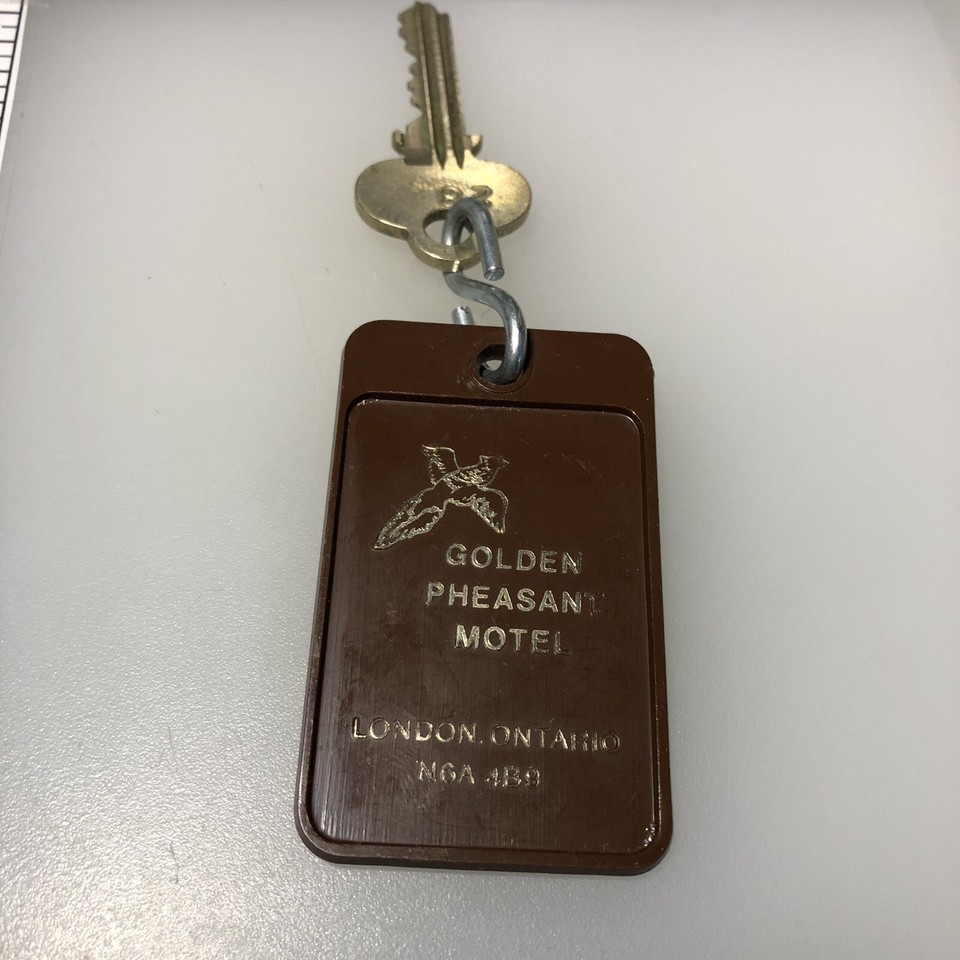 Vintage Golden Pheasant Motel Hotel London Ontario Canada Keychain Key