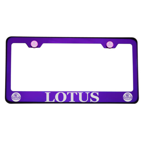 T304 Candy Purple License Plate Frame Stainless Steel Silver Lotus Laser Etched - Bild 3 von 11